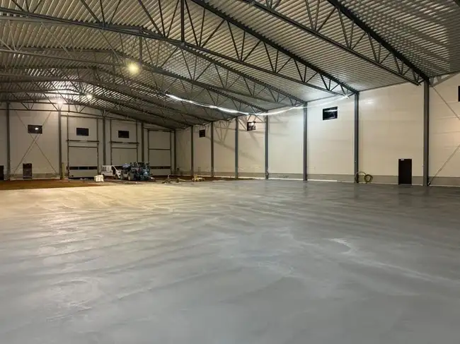 Industrial concrete floor in a hangar